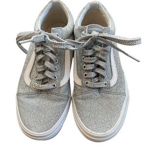Vans silver sparkle‎ sneakers in unisex women's 9.5, mens 8